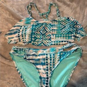 True Craft Teal and Cream Bikini Set